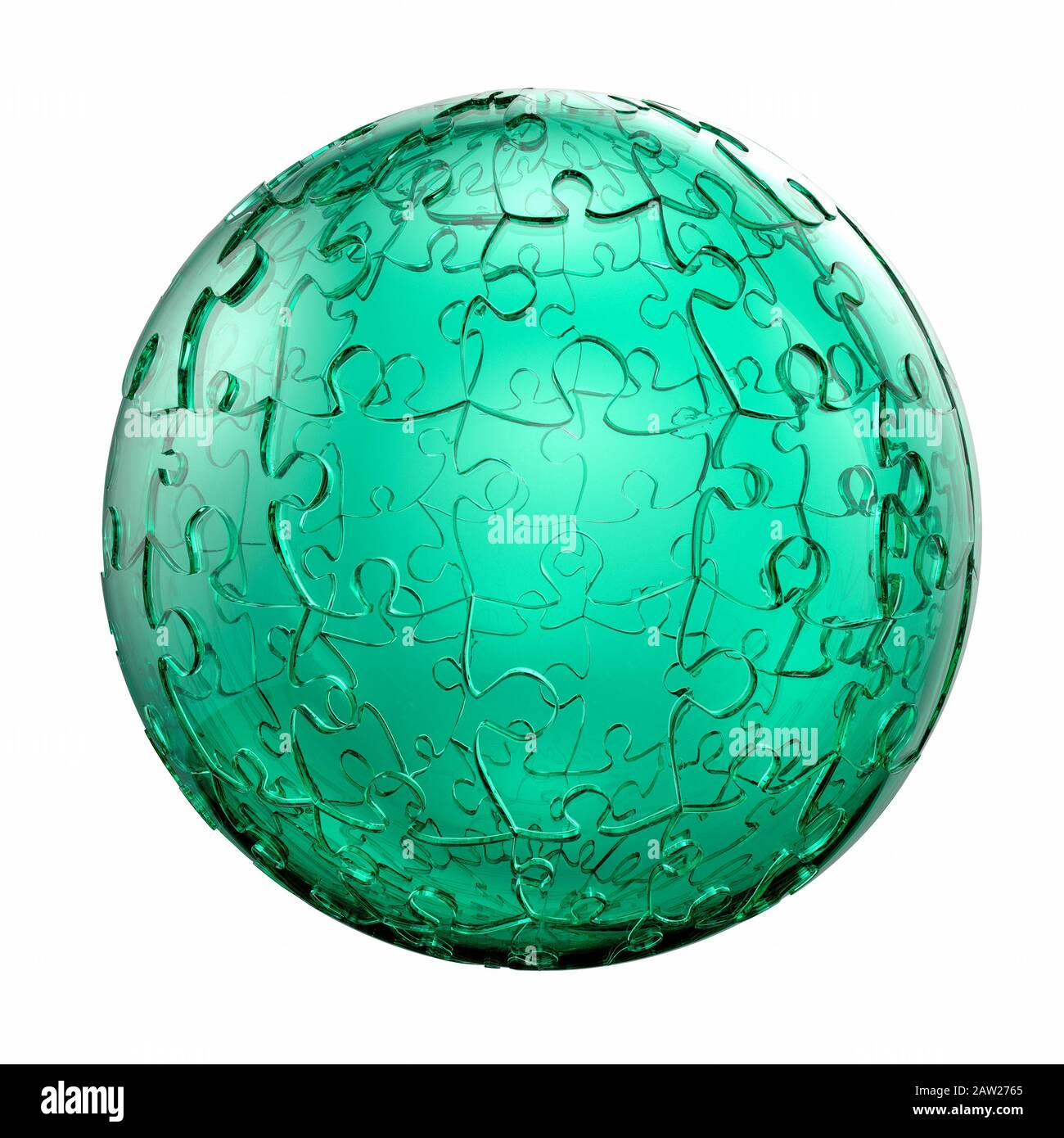 Solving Climate change concept, a green glass globe jigsaw puzzle representing the need for the planet earth to address the problem Stock Photo