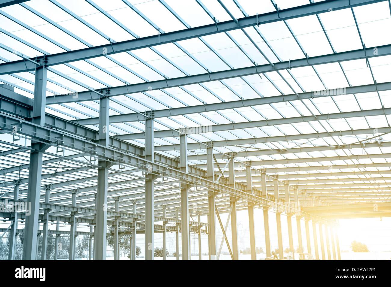 In the construction site, steel structure is under construction Stock ...