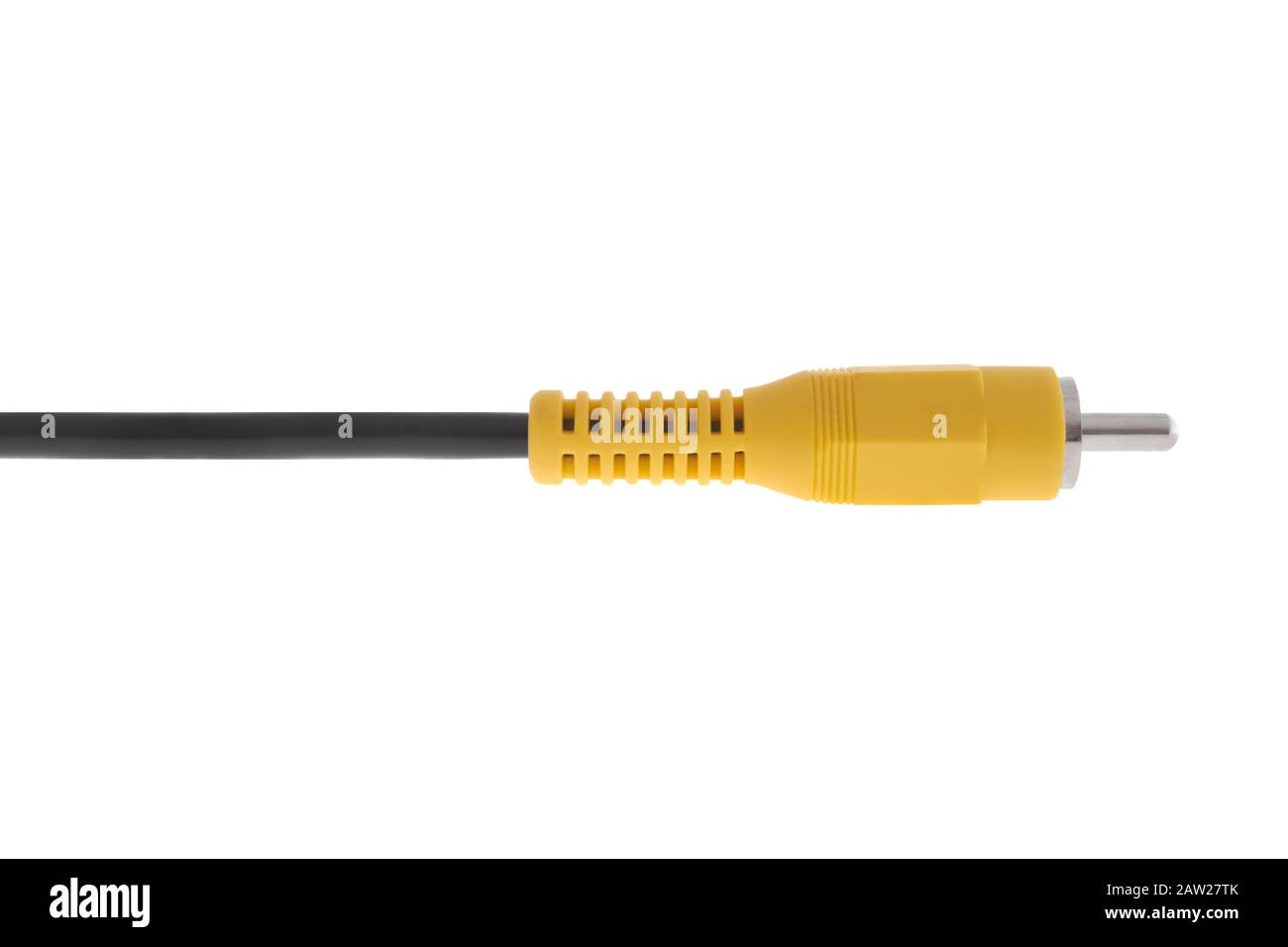 Yellow rca connector on white background Stock Photo Alamy