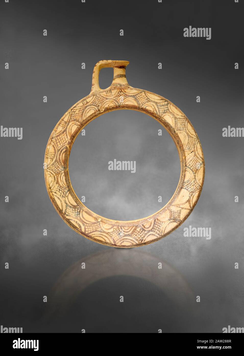 Minoan Cretan decorated ring shaped ritual vessel , Knossos-Venizeleio ...