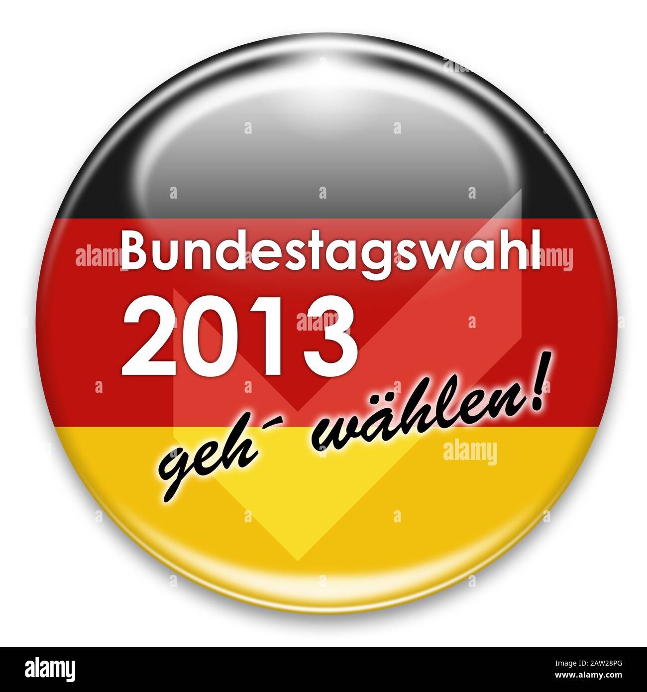 Button labeled with 'go vote' for the German Bundestagswahl election in 2013, isolated on white background. Stock Photo