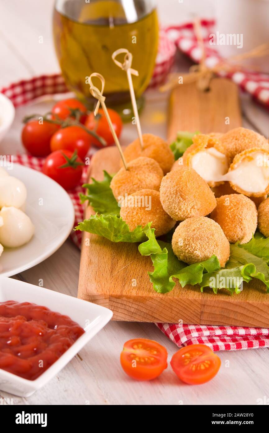 Fried Mozzarella cheese balls Stock Photo Alamy