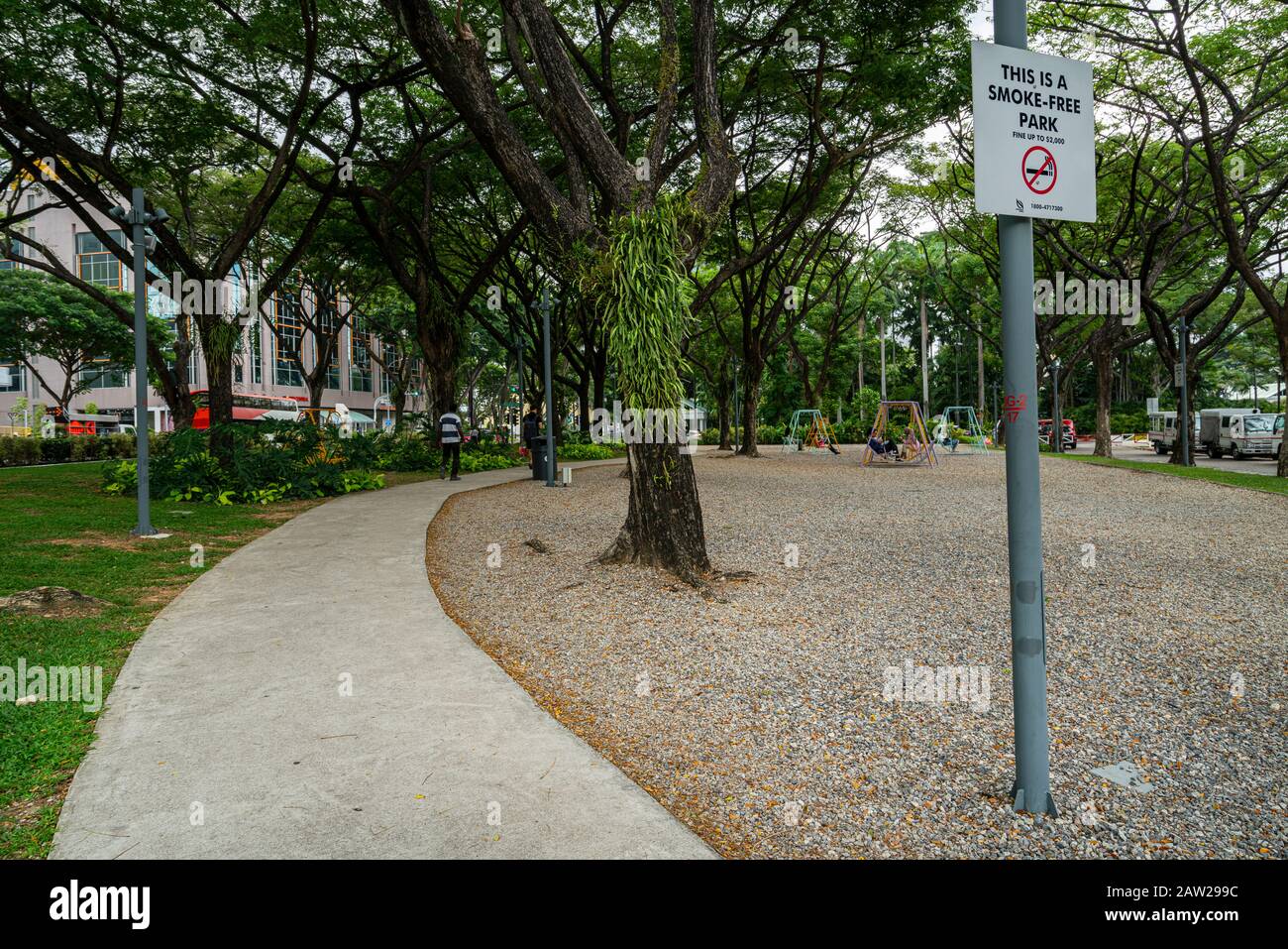 Singapore. January 2020.   A panoramic view of  Dhoby Ghaut Green park Stock Photo