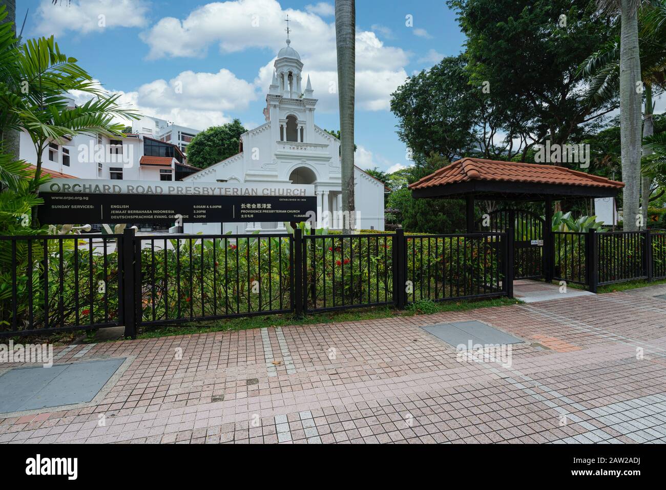 Singapore. January 2020.    An external view of the  Orchard Road Presbyterian Church Stock Photo