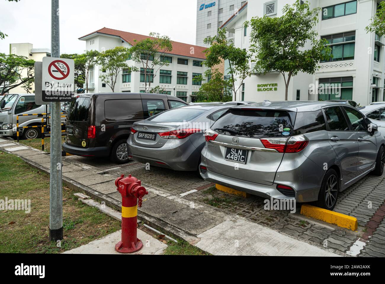 Singapore. January 2020.   a sign with the smoking ban on a street Stock Photo