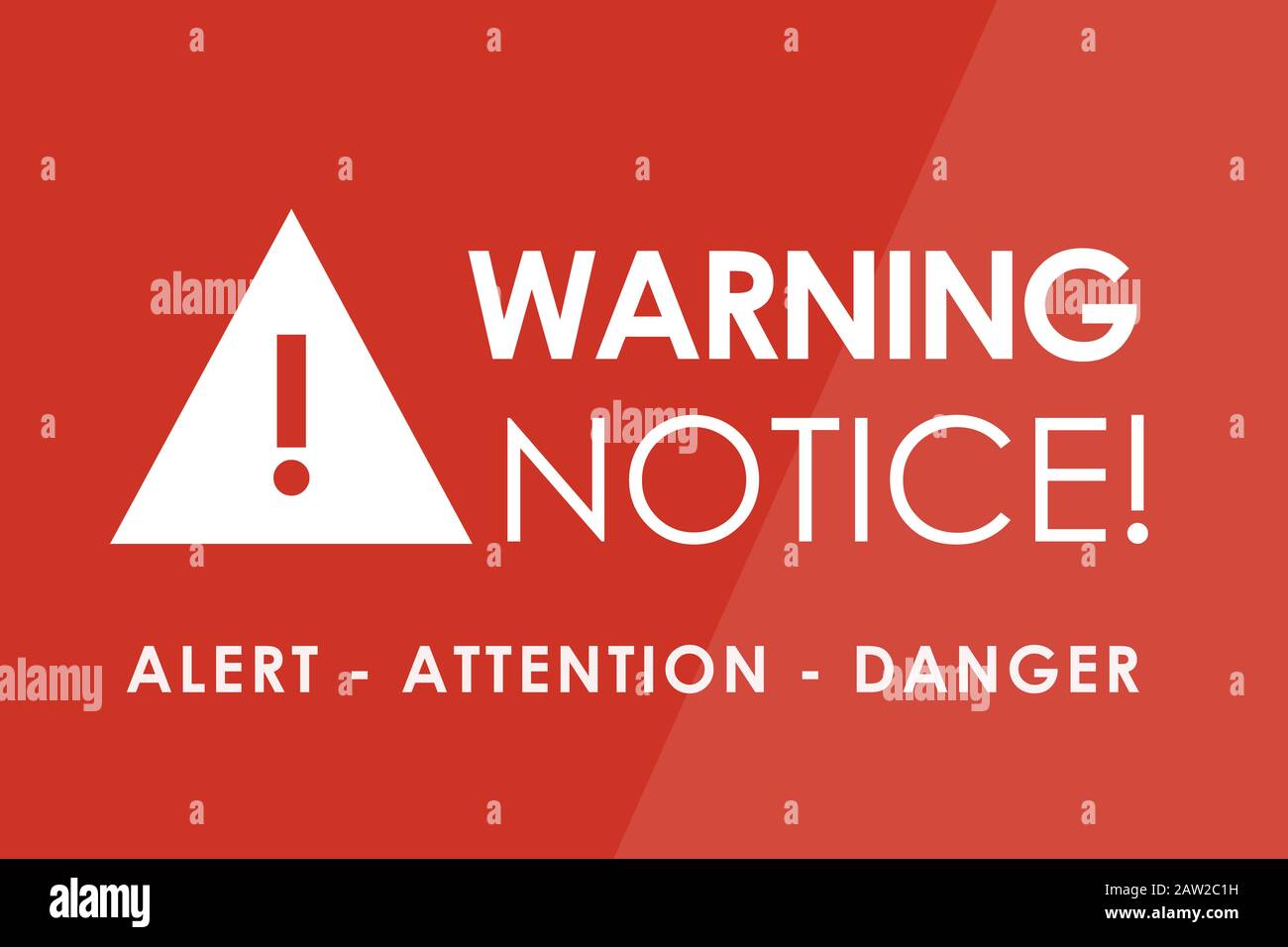 WARNING Notice concept - white letters and triangle with exclamation mark Stock Photo