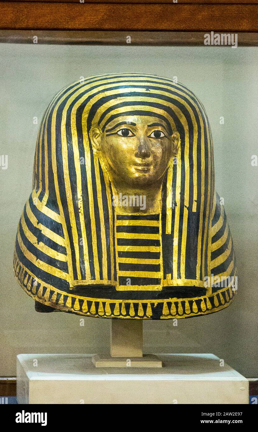 Egypt, Cairo, Egyptian Museum, from the tomb of Maiherpri, Valley of the Kings, Luxor : Cartonnage mask of the mummy of Maiherpri. Stock Photo