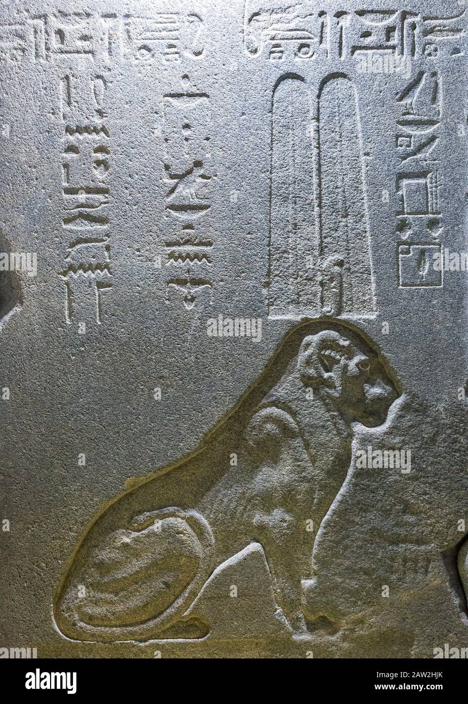 Photo taken during the opening visit of the exhibition “Osiris, Egypt's Sunken Mysteries”. Egypt, Alexandria, Graeco-Roman Museum, naos of the decades. Stock Photo