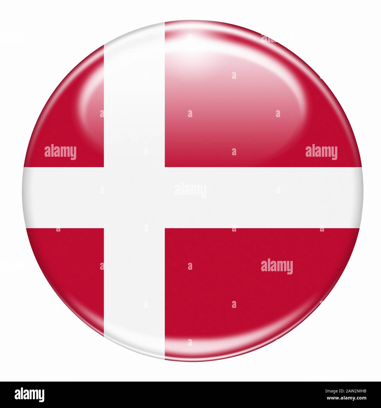 danish flag button isolated on white Stock Photo