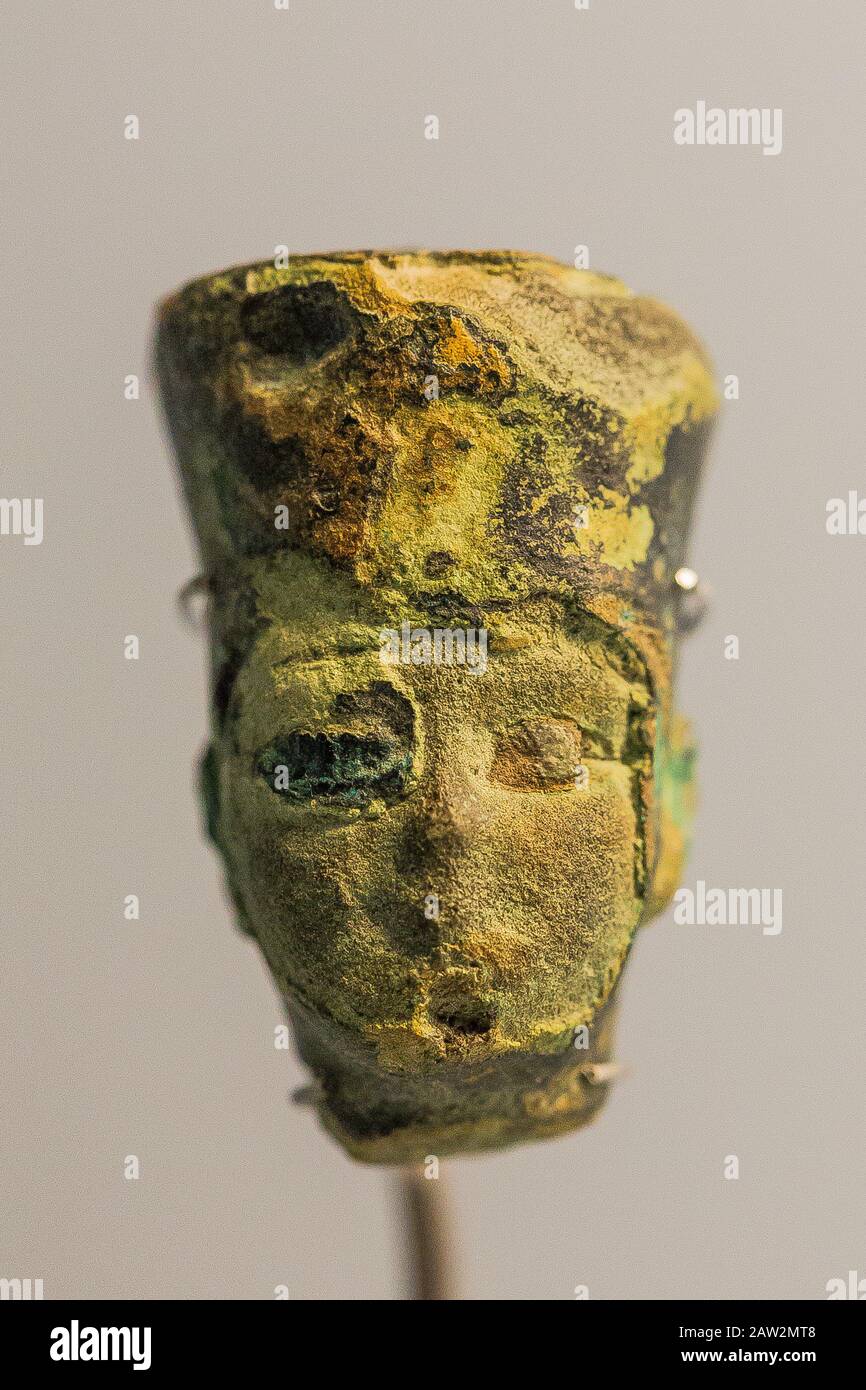 Photo taken during the opening visit of the exhibition “Osiris, Egypt's Sunken Mysteries”. Egypt, Alexandria, Maritime Museum, head of the god Amon. Stock Photo