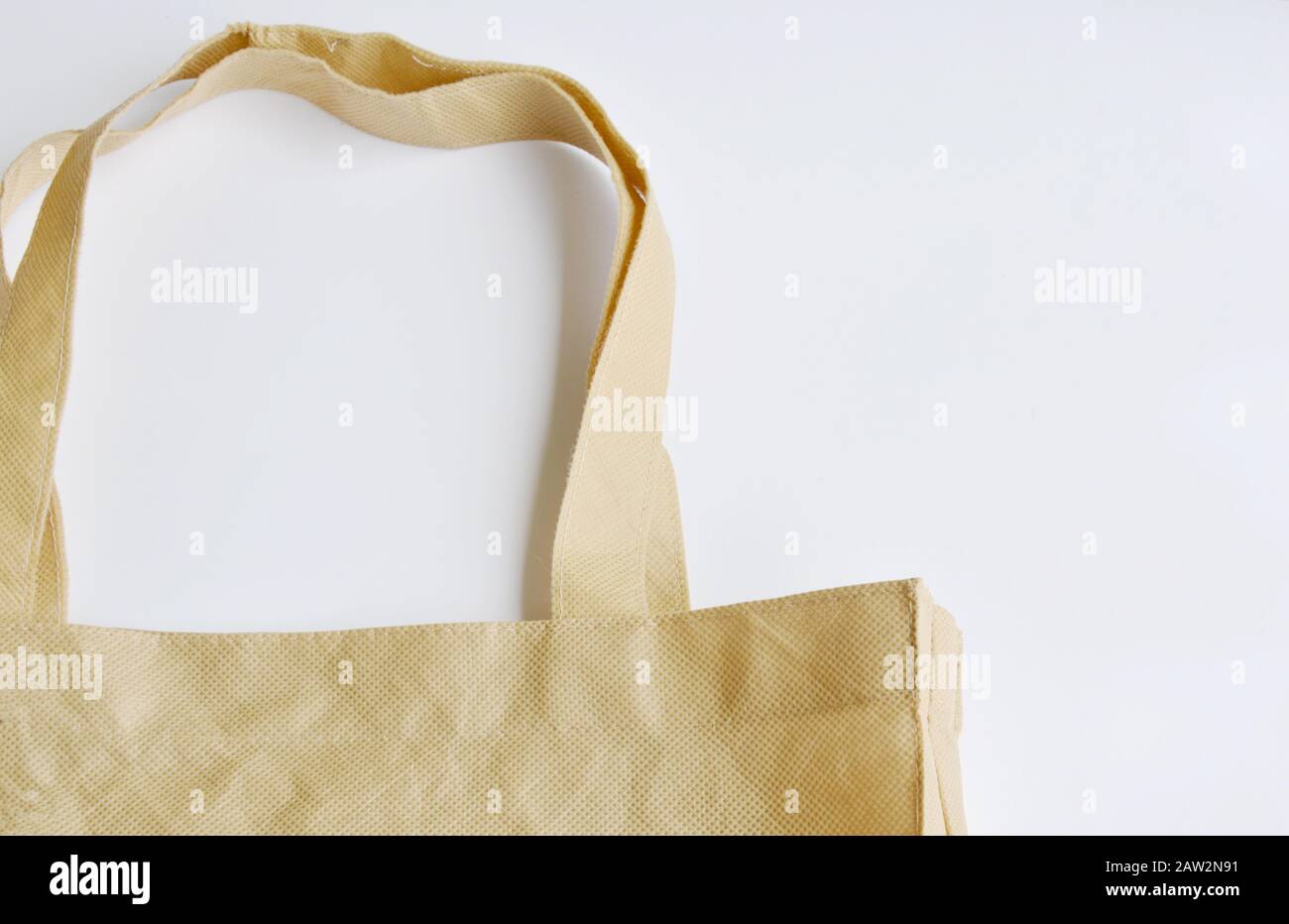 fabric and plastic bag optional for environment concern on white background Stock Photo