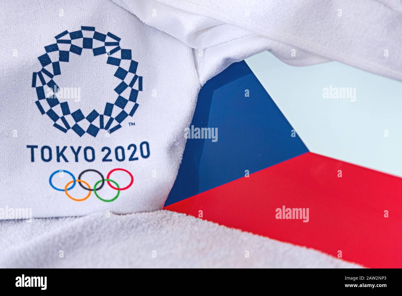 TOKYO, JAPAN, FEBRUARY. 4, 2020 Czechia, Czech Republic National flag