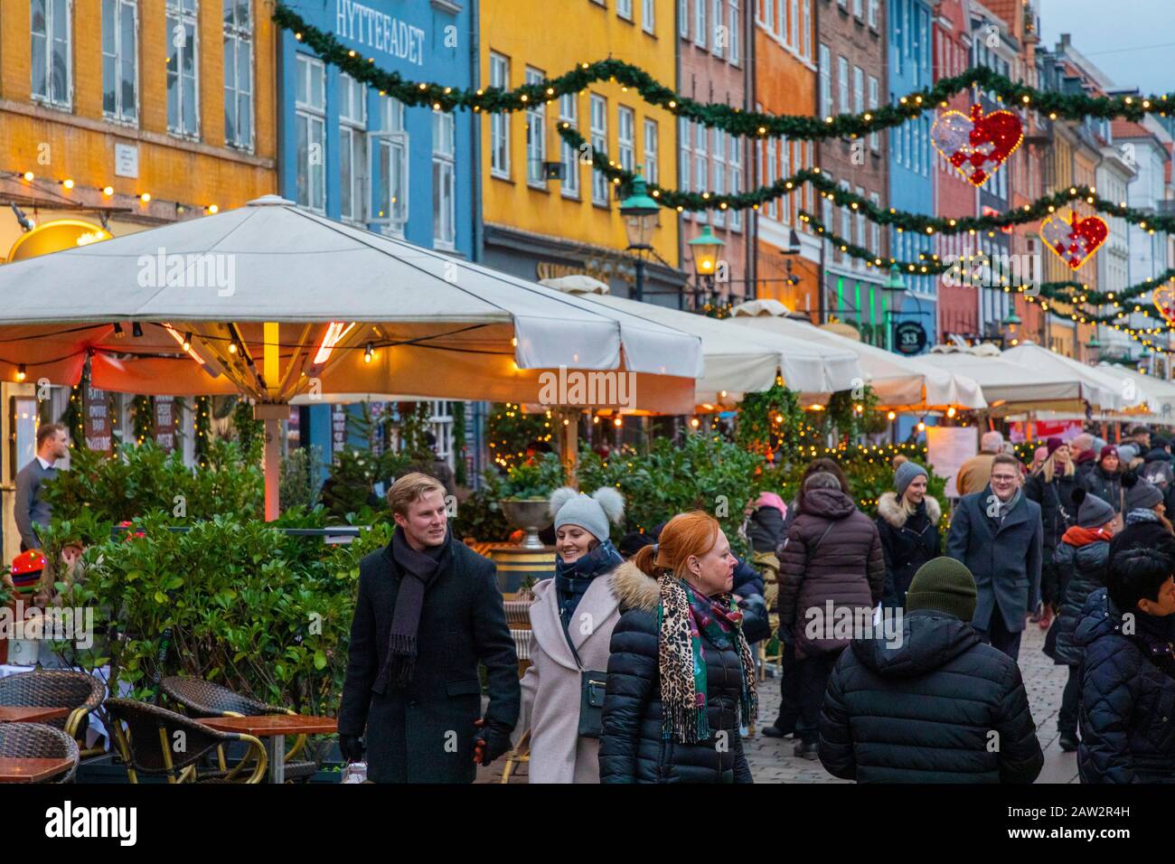 Christmas Market in Nyhavn, Copenhagen, Denmark Stock Photo - Alamy
