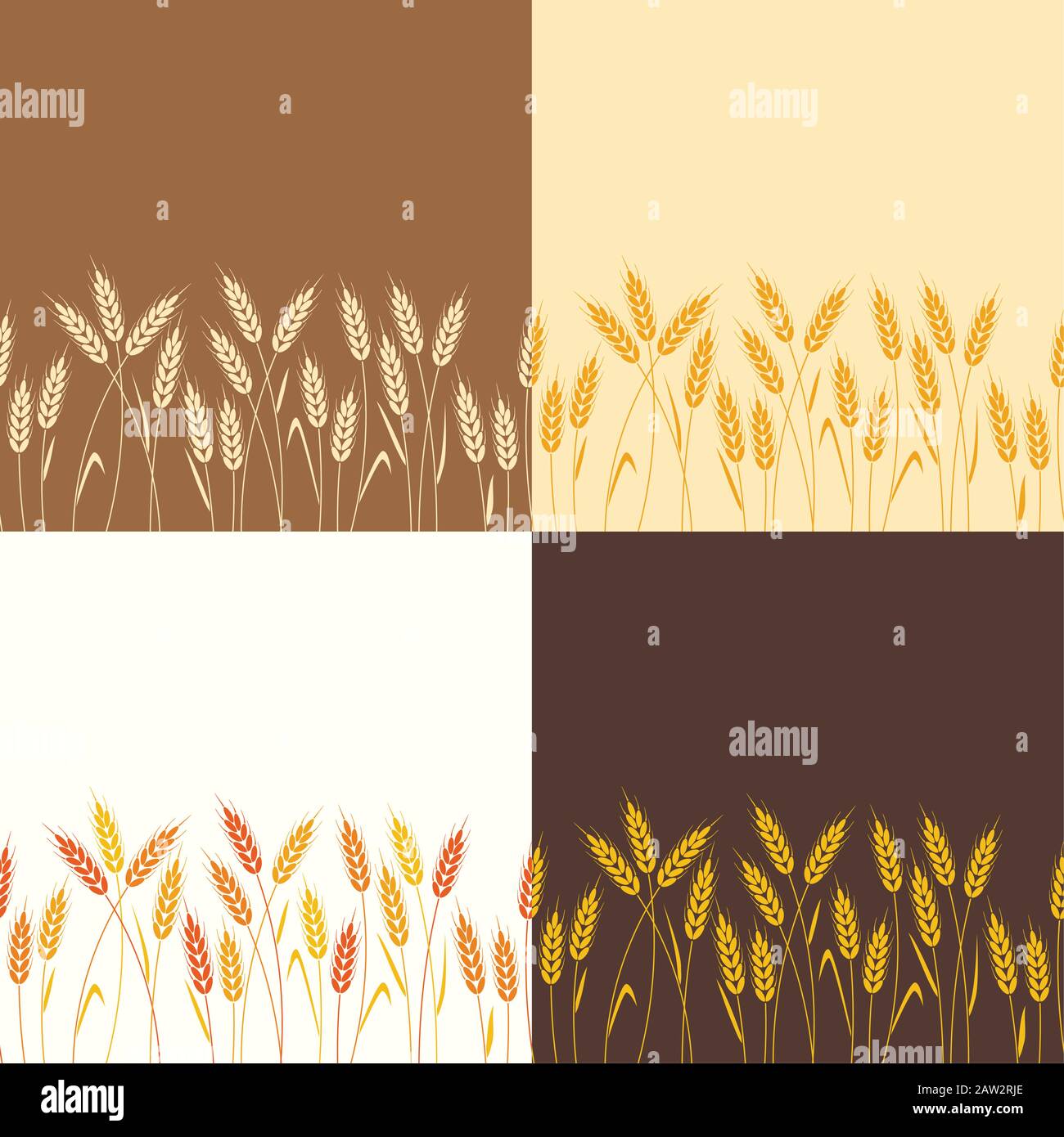 vector collection of seamless repeating wheat backgrounds Stock Vector