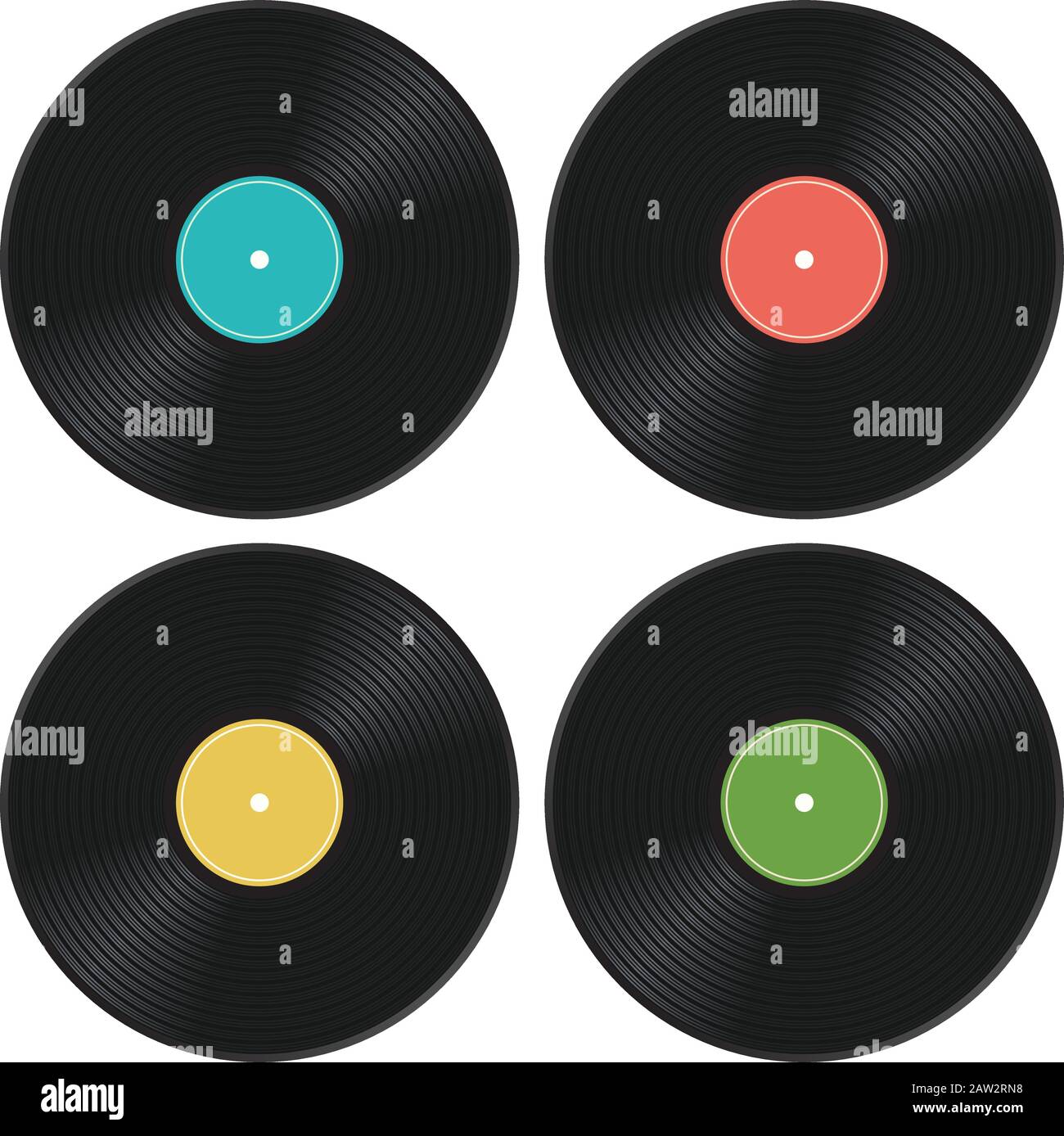 vector set of music retro vinyl record icons isolated on white ...