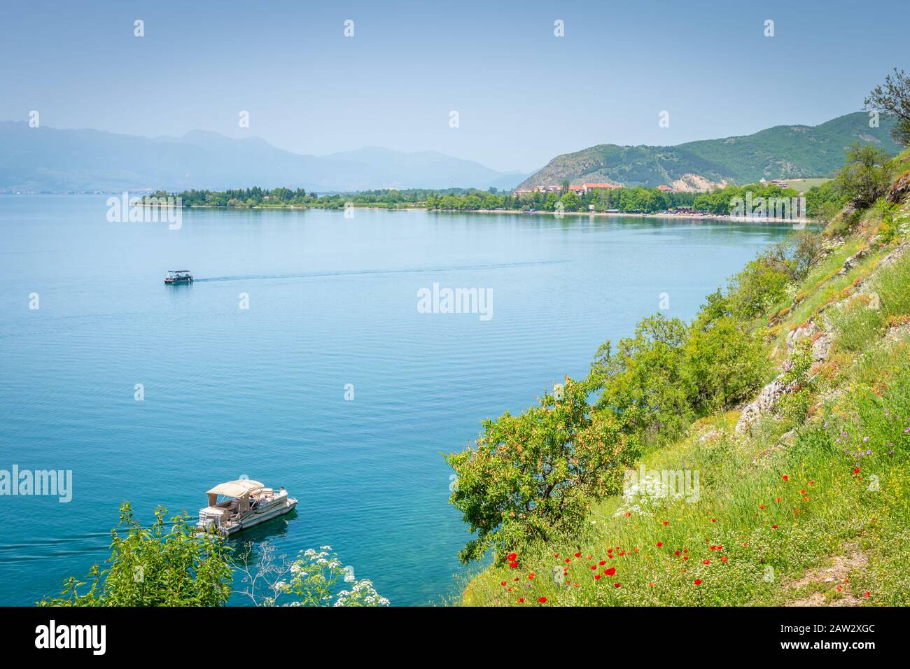 Overlooking UNESCO World Heritage Lake Ohrid, Macedonia Stock Photo