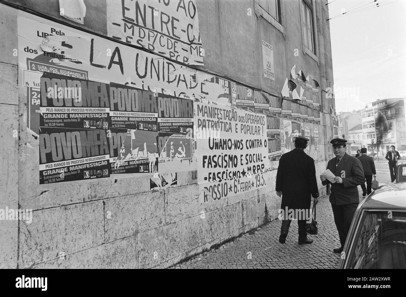 Portugal, politics, streets etc .; slogans and posters in rays of ...