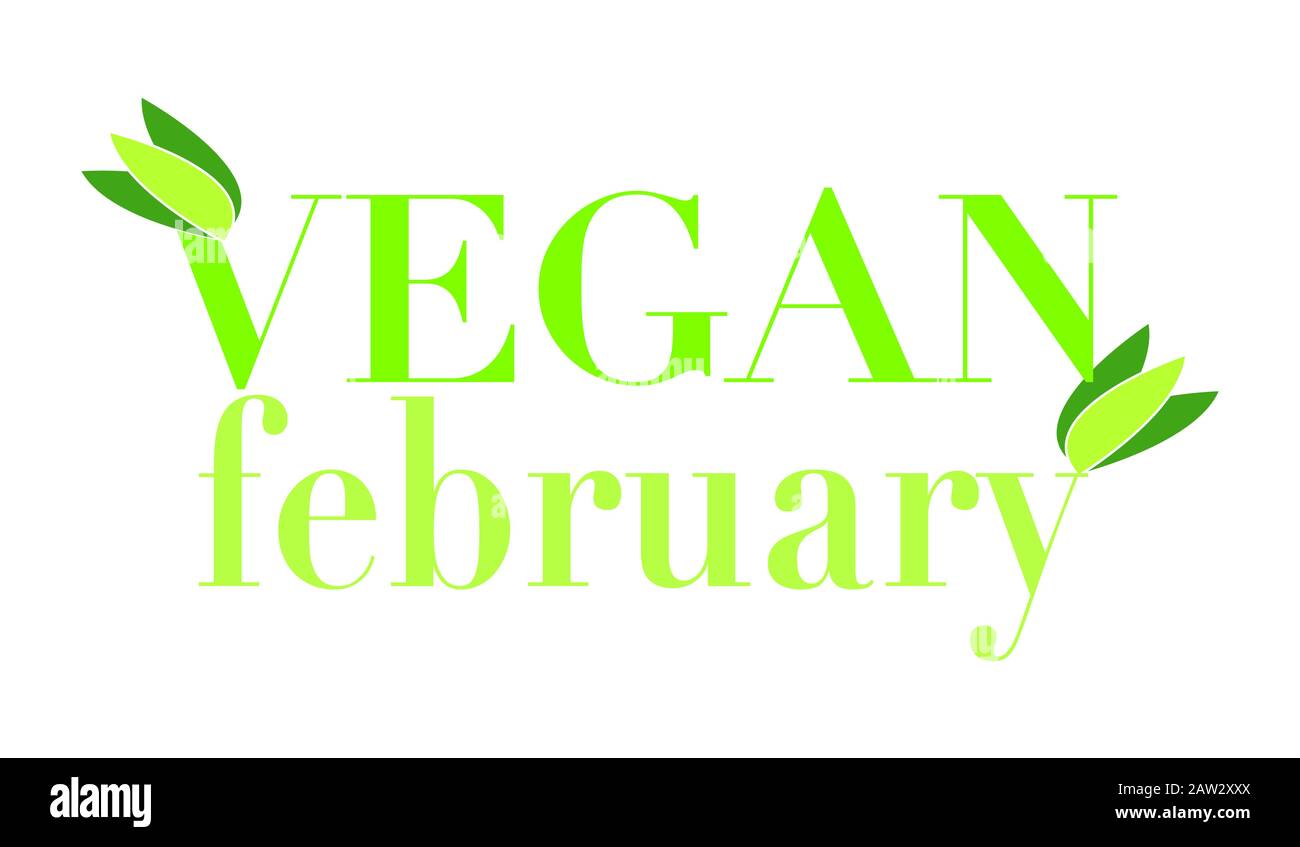 Vegan February Vector Drawing Stock Photo