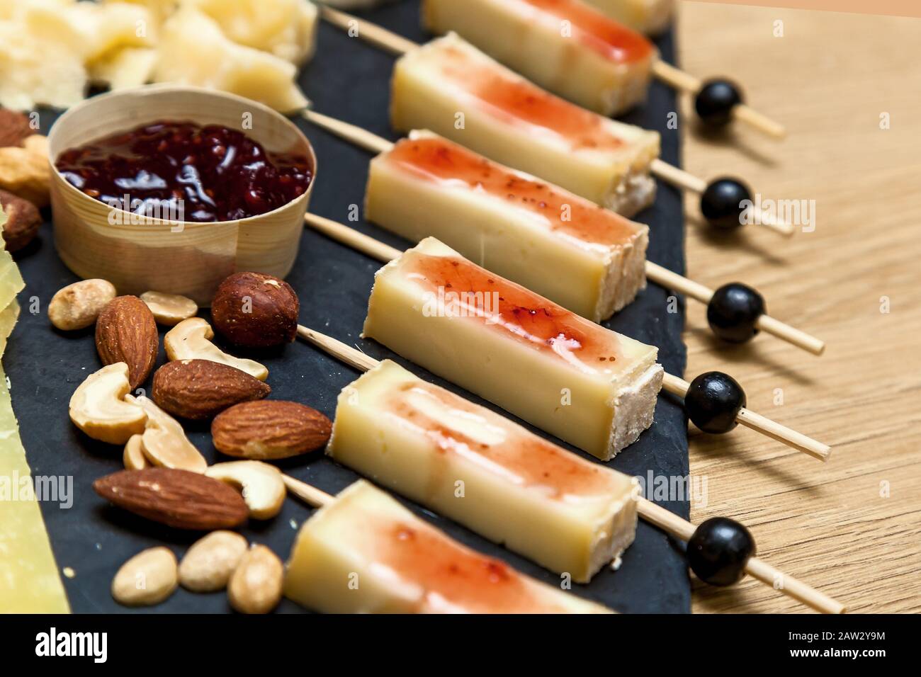 Different types of cheese at a presentation from cheese makers. Top