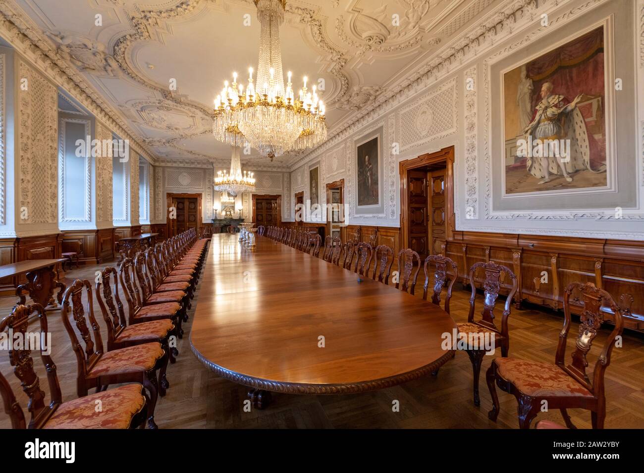 The Dining Room, The Royal Reception Rooms, Christiansborg Palace, Copenhagen, Denmark Stock Photo