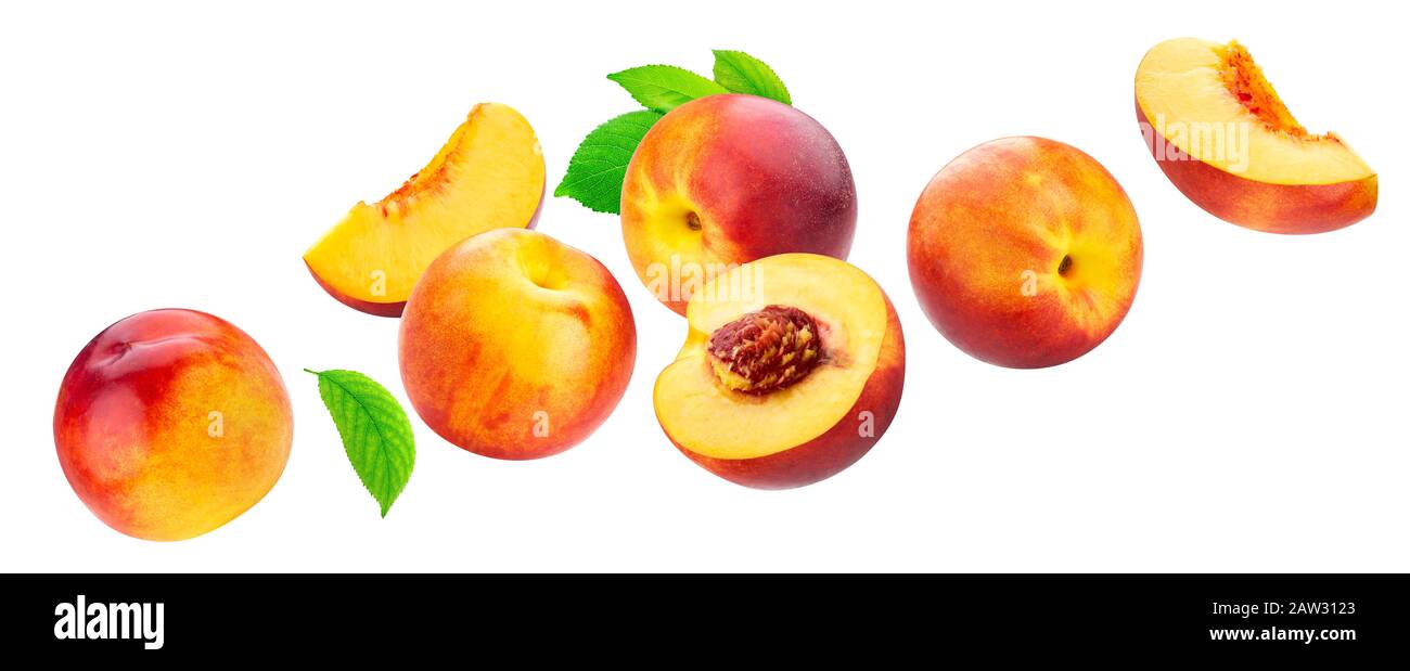 Peach collection isolated on white background with clipping path Stock Photo