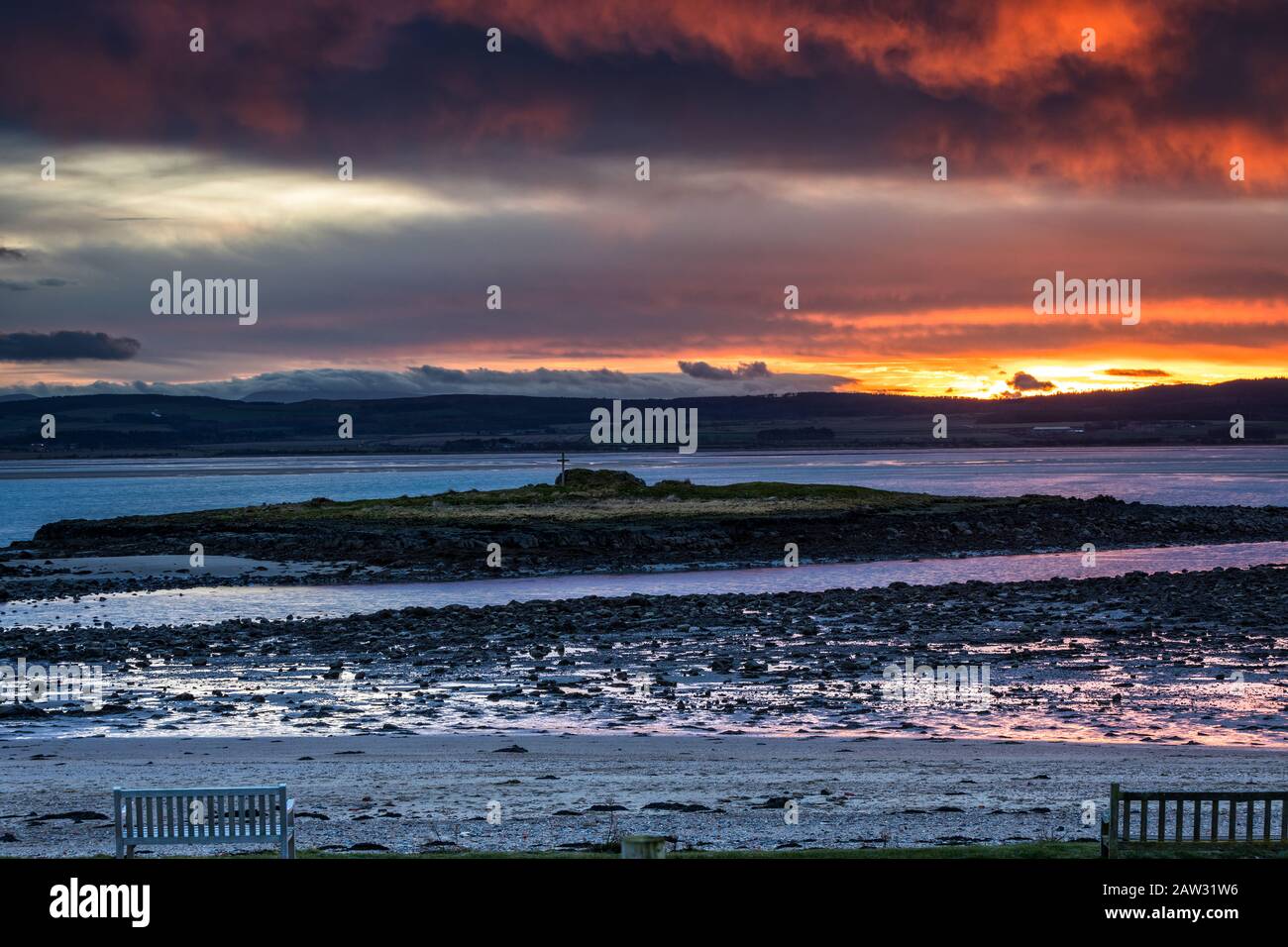 St. Cuthbert's Island, Holy Island at Sunset Stock Photo Alamy