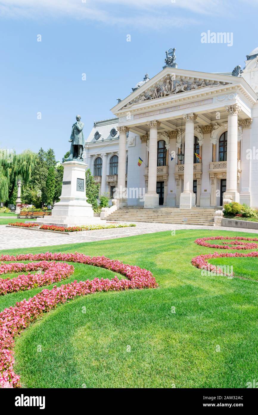 Iasi National Theatre in Iasi, Romania. The oldest national theatre and one of the most prestigious theatrical institutions in Romania. Iasi on a sunn Stock Photo