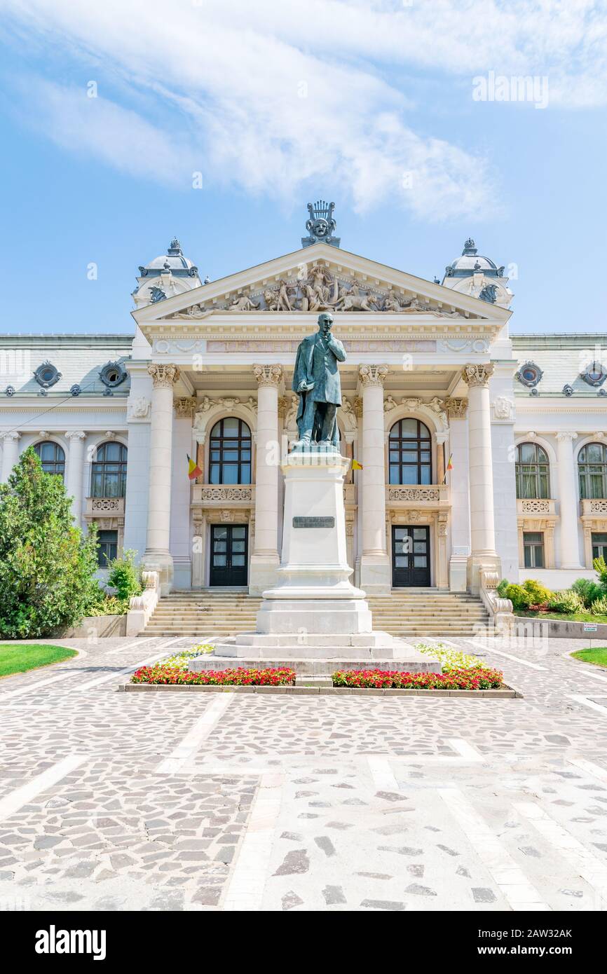 Iasi National Theatre in Iasi, Romania. The oldest national theatre and one of the most prestigious theatrical institutions in Romania. Iasi on a sunn Stock Photo