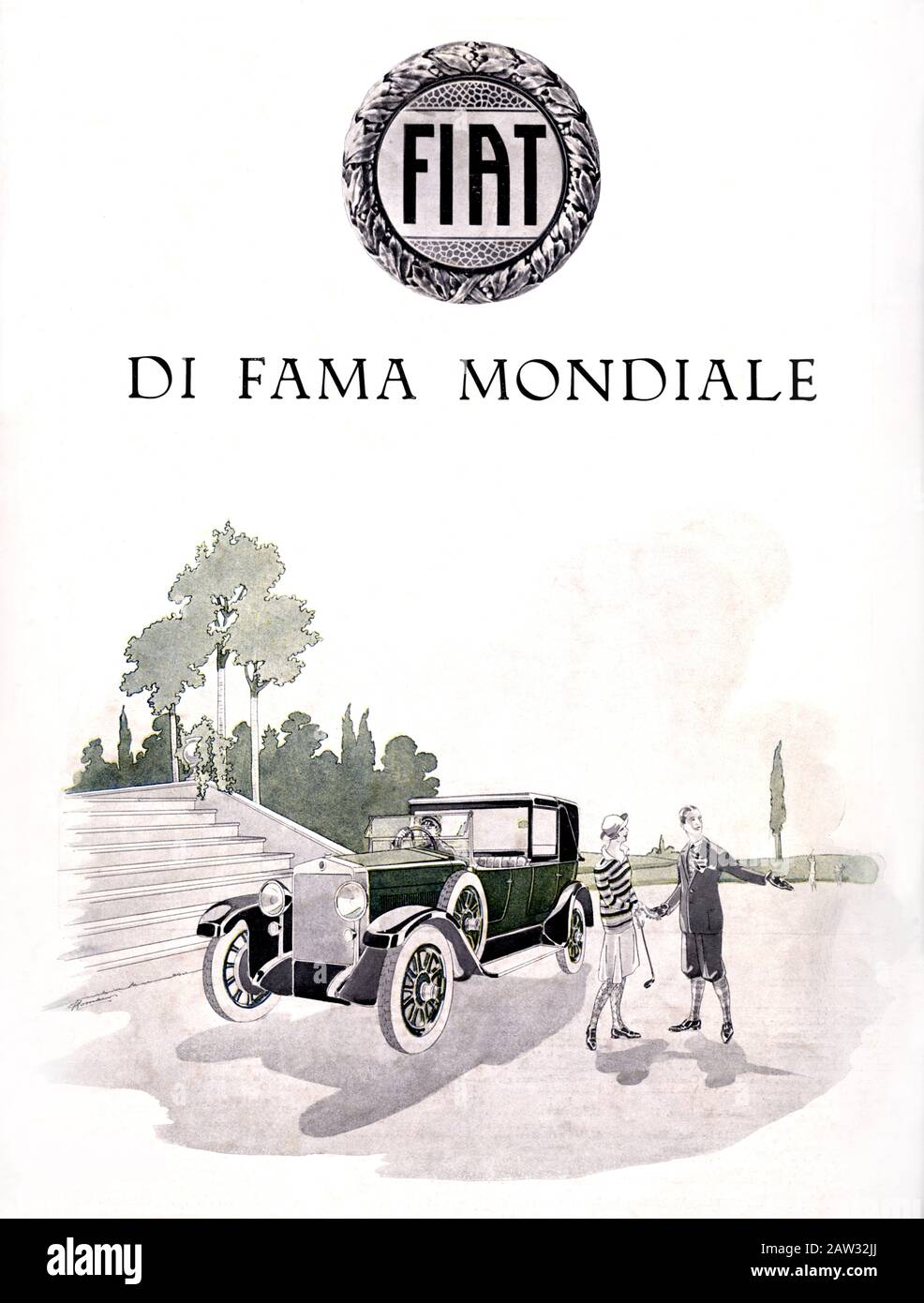 1926 , ITALY : The italian car industry FIAT ( F.I.A.T. Fabbrica Italiana Automobili Torino ) advertising . - AGNELLI - automobile - automobili - cars Stock Photo