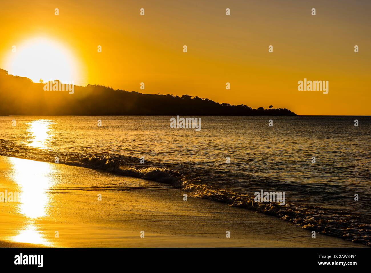 Sunset over Grand Anse Beach, St Grenada Stock Photo Alamy