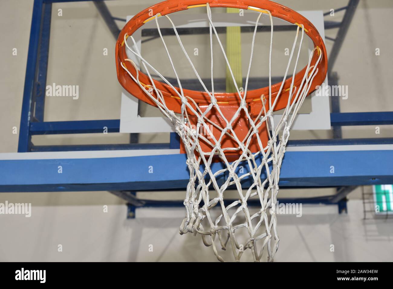 Closeup of basketball hoop with vintage look Basketball hoop with a net