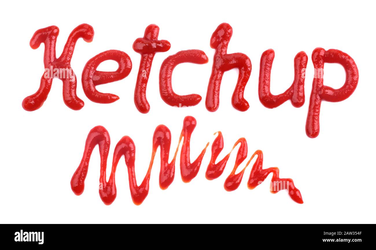 The word 'ketchup' written with ketchup Stock Photo