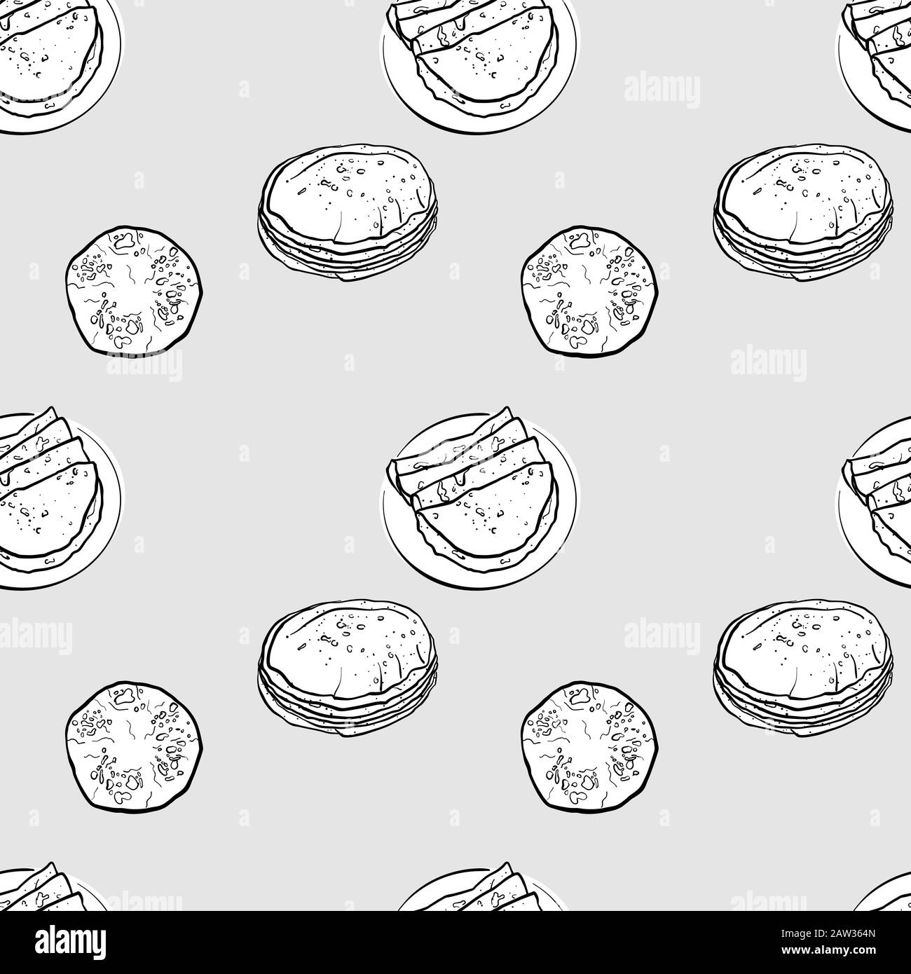 Shirmal food sketch separated on white vector drawing of flatbread  usually known in iran food illustration series  CanStock