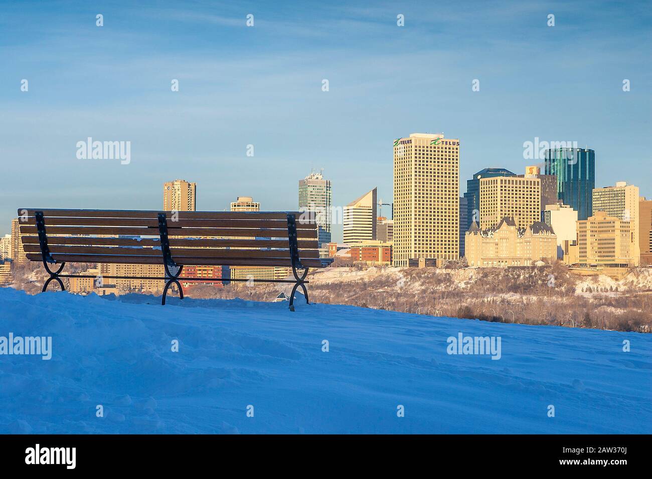 Downtown Edmonton in winter Stock Photo Alamy