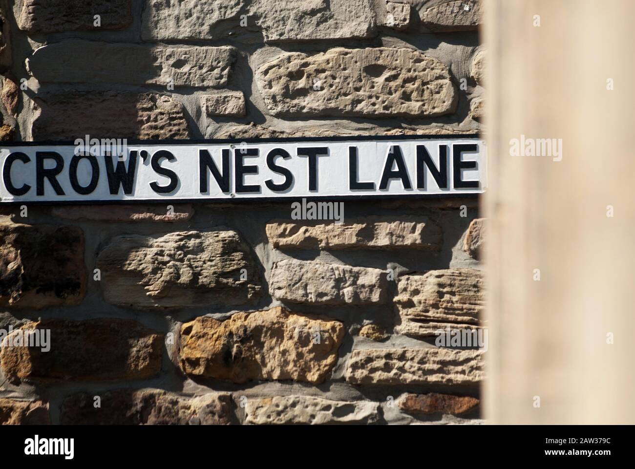 Crows Nest Lane street sign, Alnmouth, Northumberland Stock Photo Alamy
