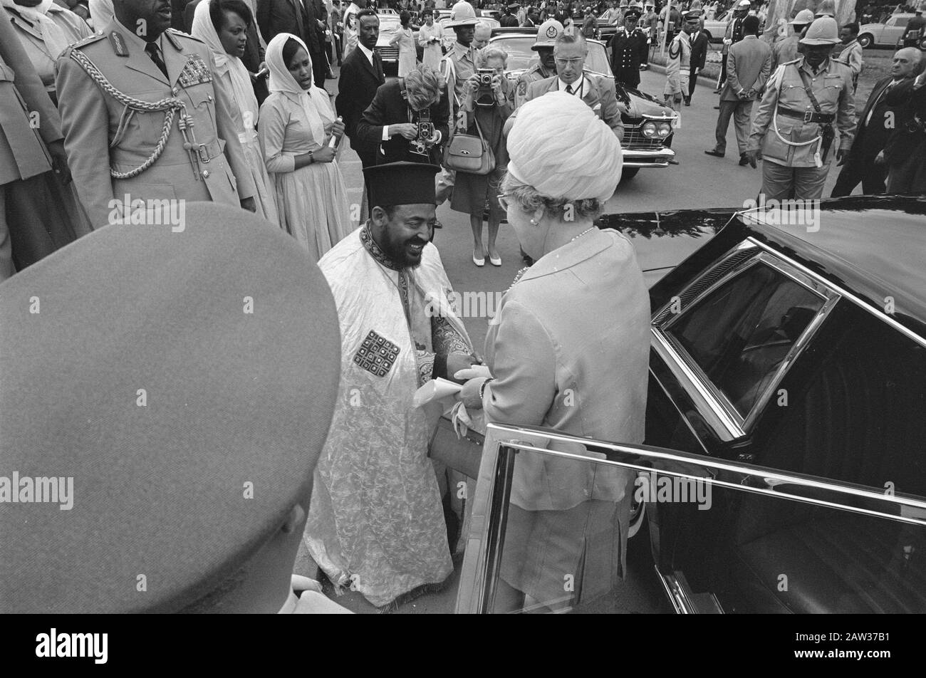 Royal Family visits Holy Trinity Cathedral in Addis Ababa No. 18, 19, 20:. Queen Juliana says goodbye patriarch Aba Habe Tema Rian, 21:. $ Date: January 28, 1969 Location: Addis Ababa, Ethiopia Keywords: GOODBYE, families, queens Person Name: Aba Habe Tema Rian, Juliana (queen Netherlands) Stock Photo