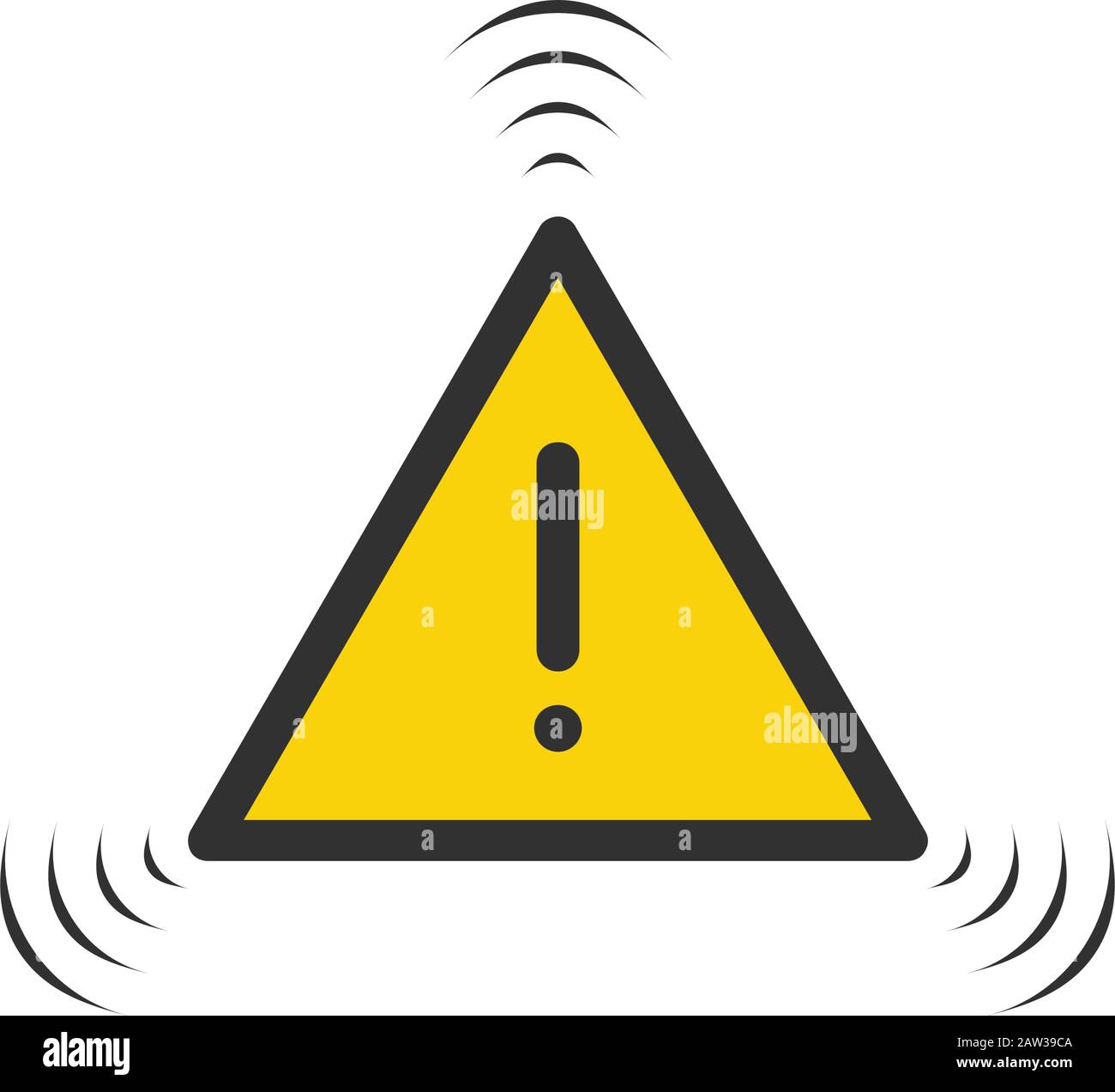 Yellow Flashing Hazard warning attention sign. Caution icon, safety