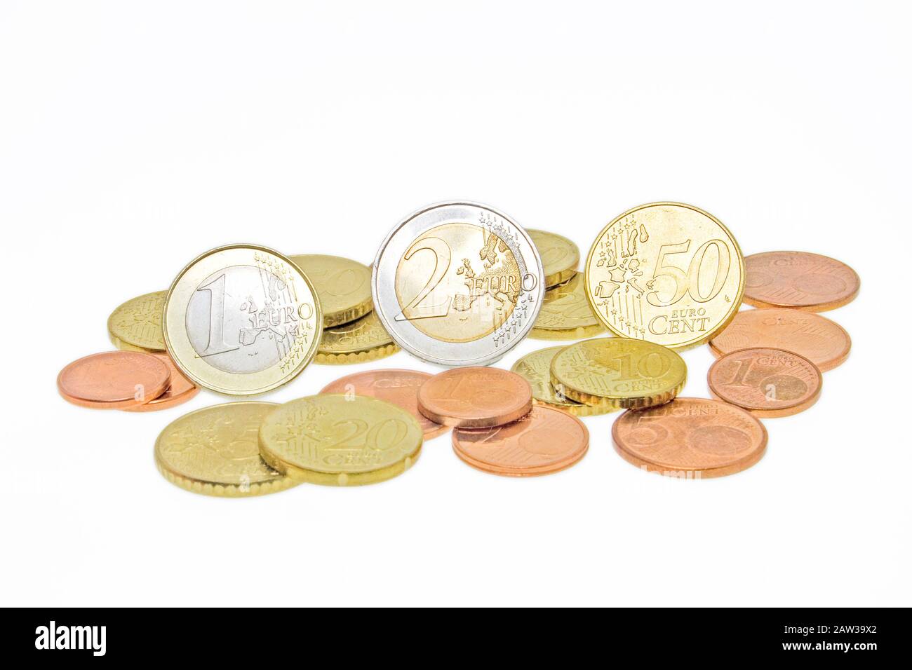 euro coins isolated on white background Stock Photo - Alamy
