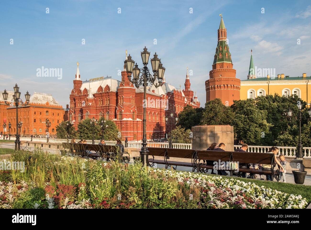Kremlin City viewed from Alexander Garden, an urban public park in Moscow, Russia. Stock Photo