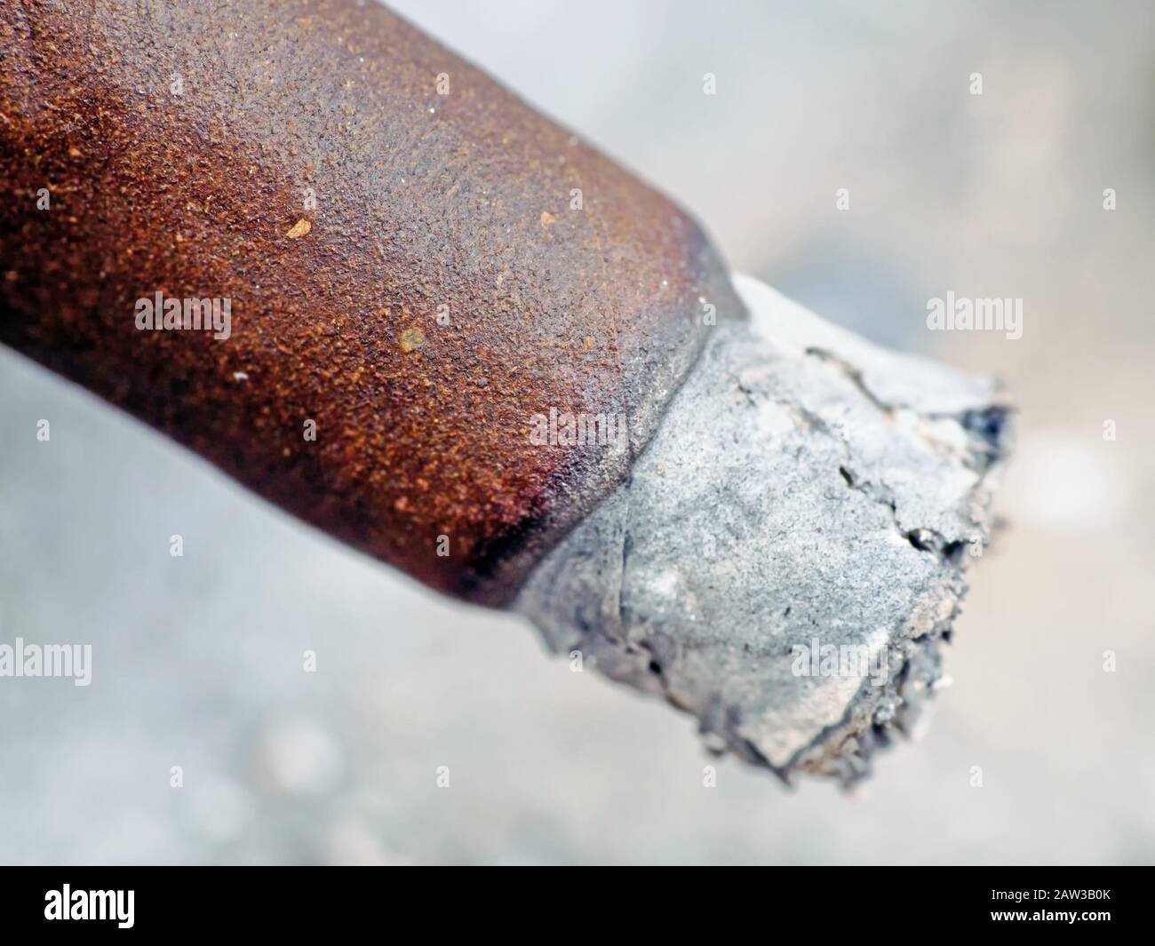 Closeup of cigar with ash. Stock Photo