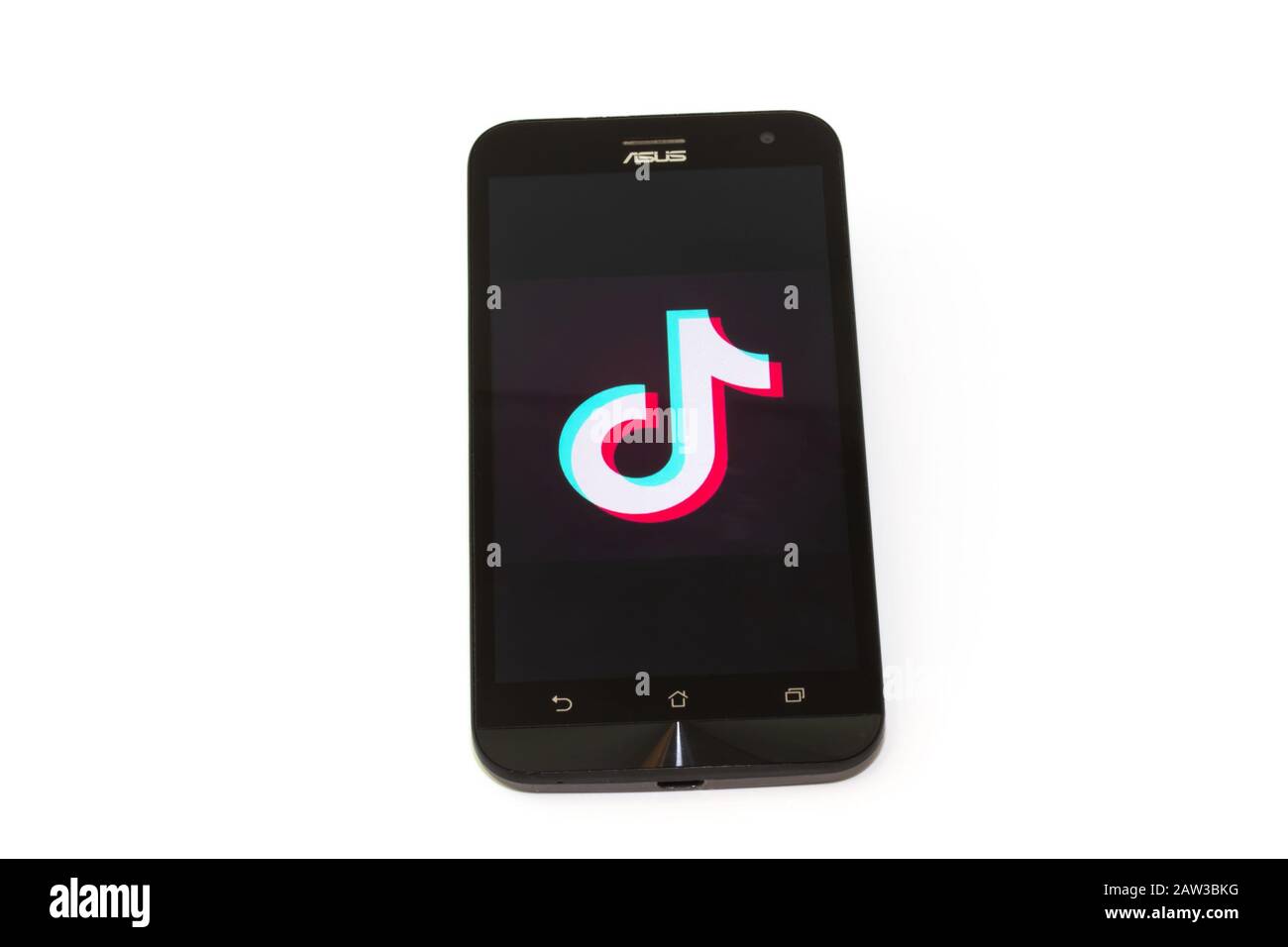 Kouvola, Finland - 23 January 2020: TikTok app logo on the screen of smartphone Asus Stock Photo