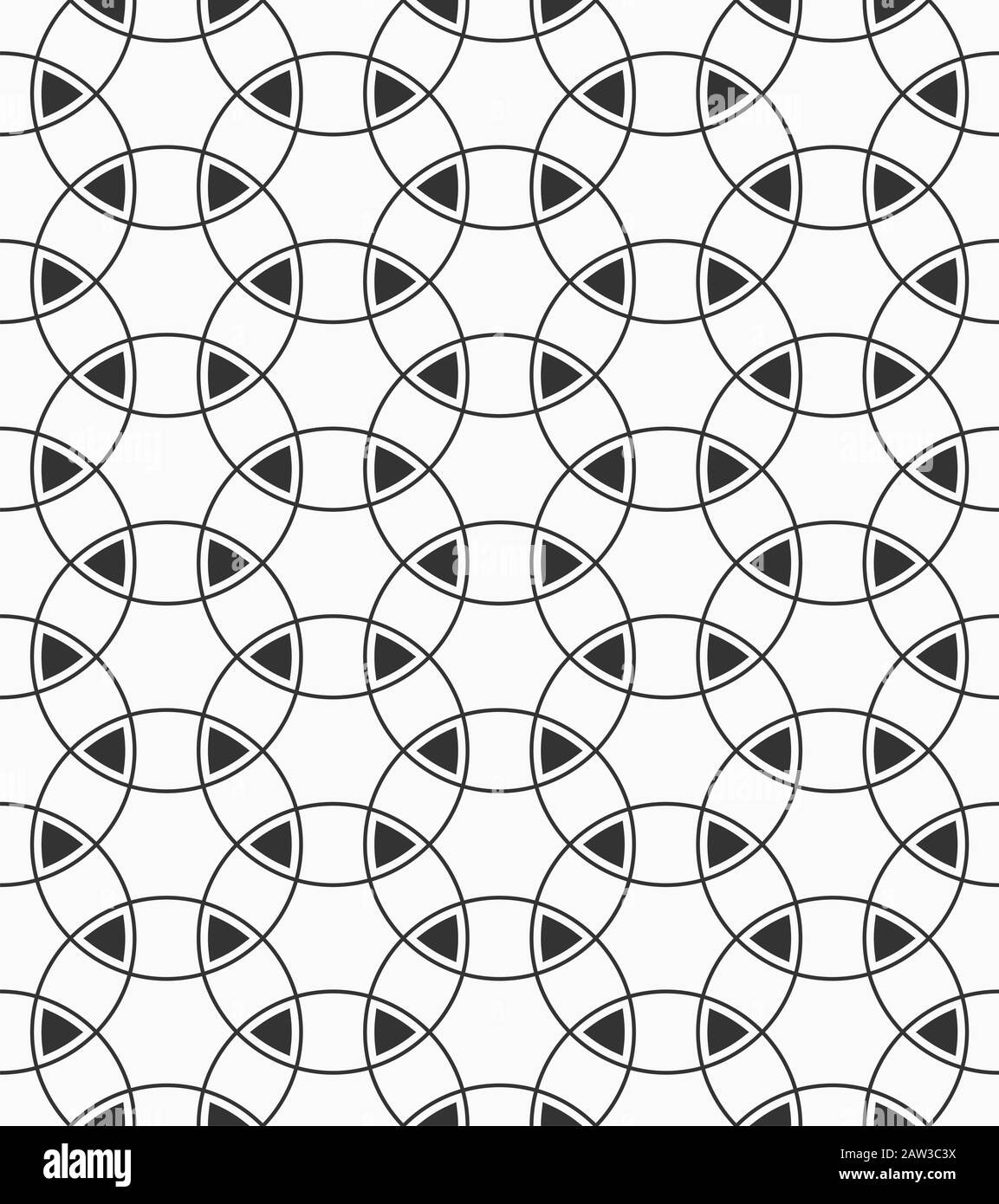 Vector seamless pattern of overlapping circles nad triangles. Traditional japanese pattern.  Stylish texture with circles. Geometric lattice. Stock Vector
