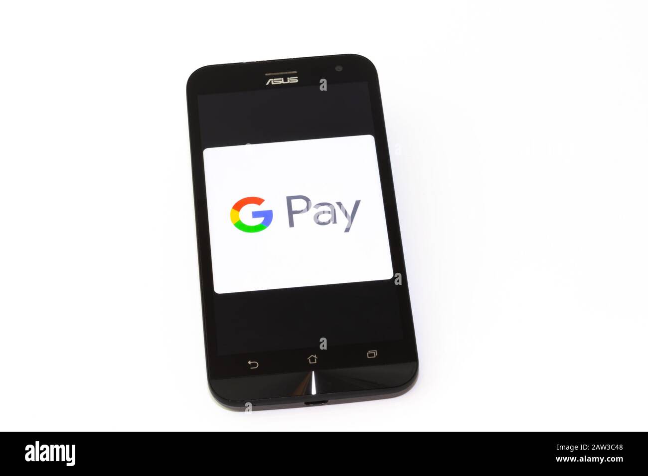 Kouvola, Finland - 23 January 2020: Google Pay app logo on the screen of smartphone Asus Stock Photo