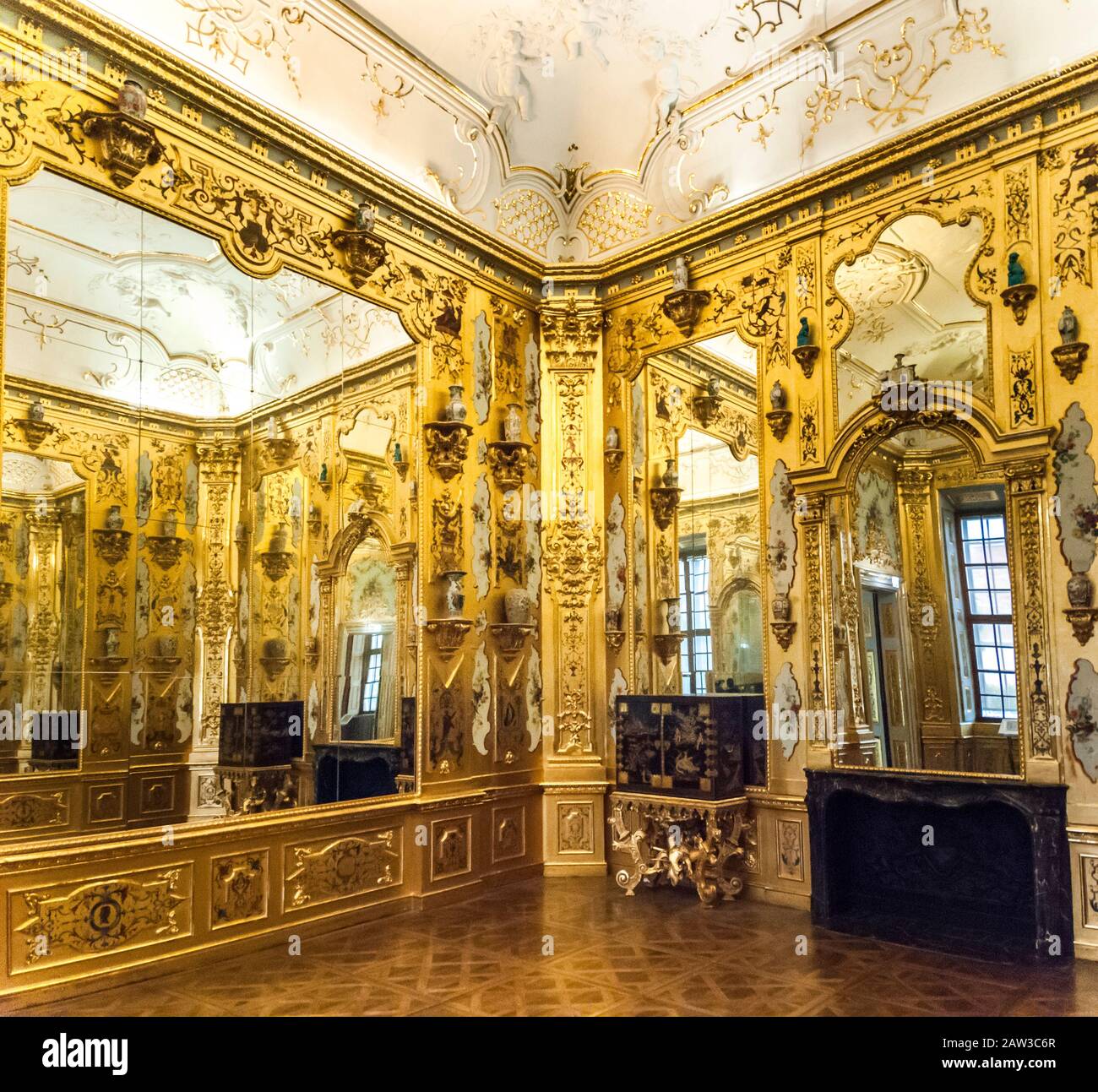 Vienna, Austria - August 13, 2019: Goldenes Zimmer (Gold Room) Art Museum in Unteres Belvedere Palace, Vienna, Austria Stock Photo