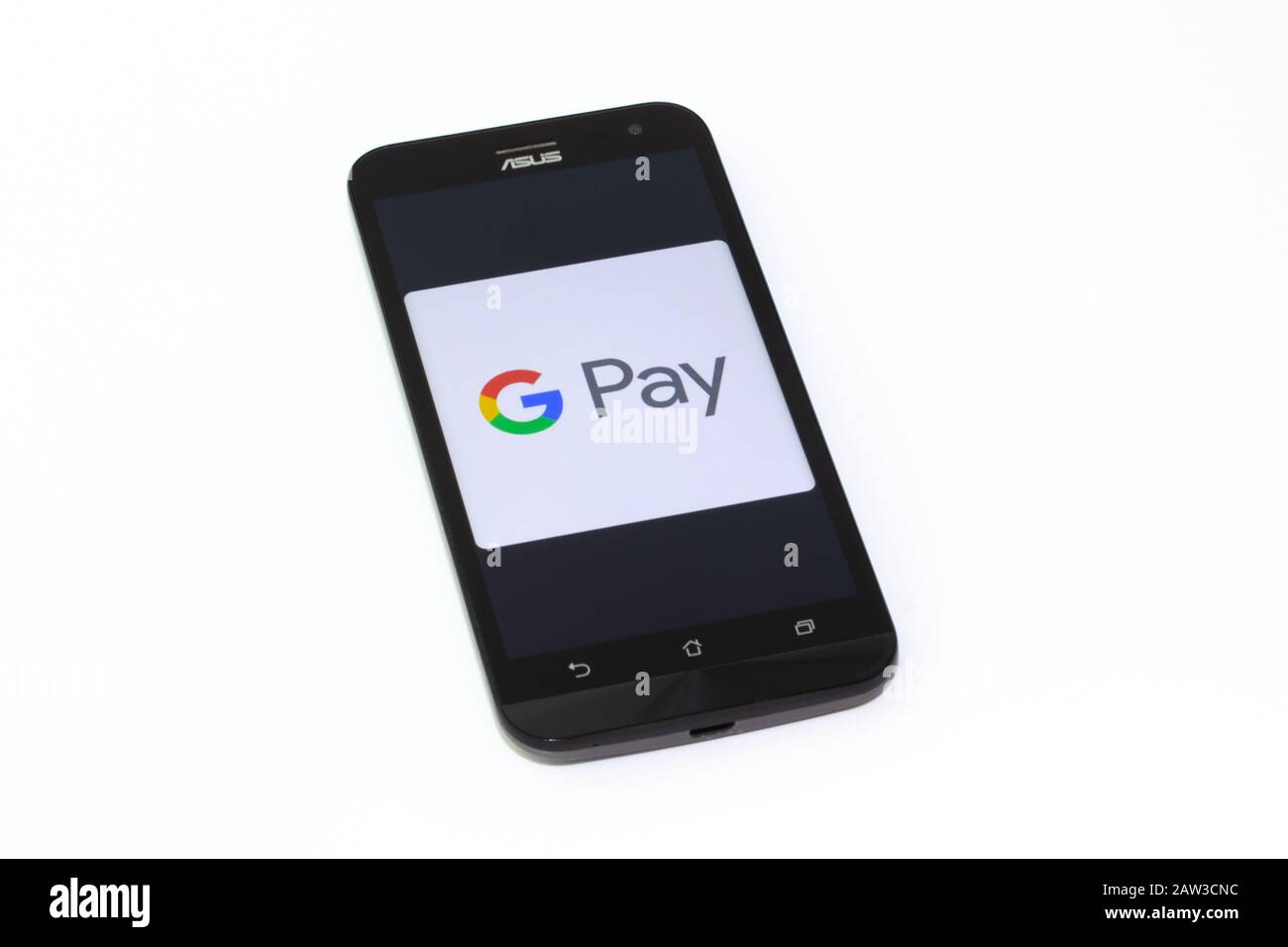 Kouvola, Finland - 23 January 2020: Google Pay app logo on the screen of smartphone Asus Stock Photo