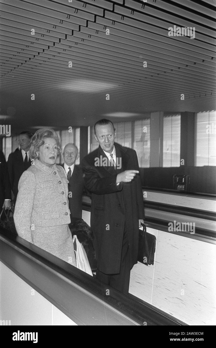 Princess Anne (L) and Prince George (R) of Denmark at Schiphol Date: April 22, 1970 Location: North-Holland, Schiphol Keywords: princes, princesses, dynasties Person Name: Anne, princess of Denmark, George, prince of Denmark Stock Photo