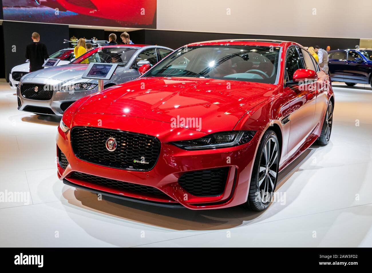 Brussels Jan 9 2020 New Jaguar Xe Sports Saloon Car Model Showcased At The Brussels Autosalon 2020 Motor Show Stock Photo Alamy