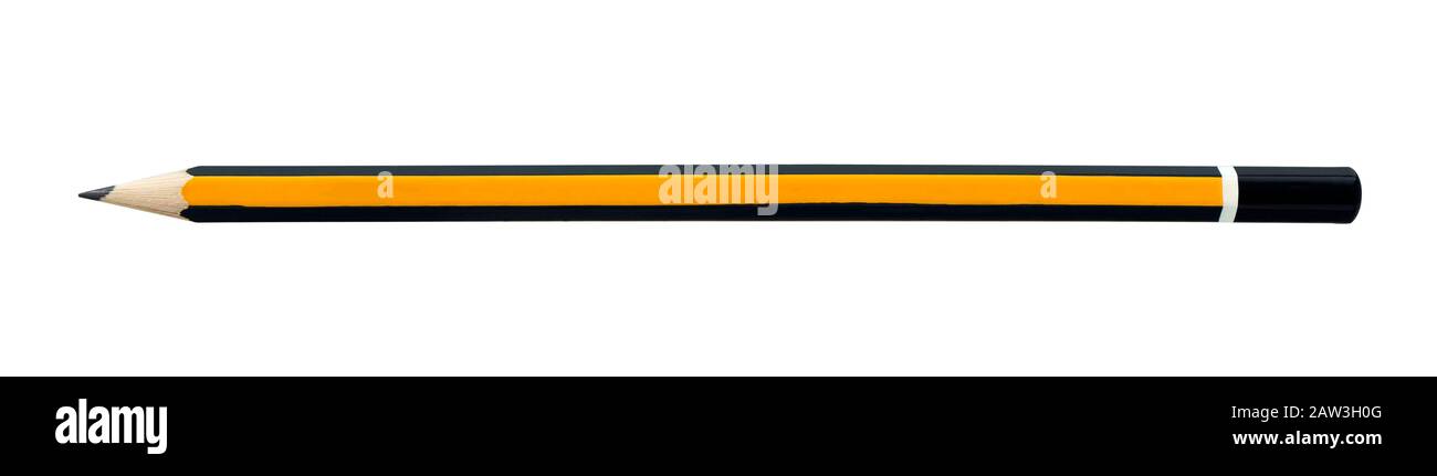 Pencil isolated on white background. Wooden graphite pencil. Stock Photo