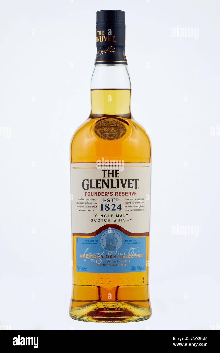 Bottle of Glenlivet malt Whisky Stock Photo