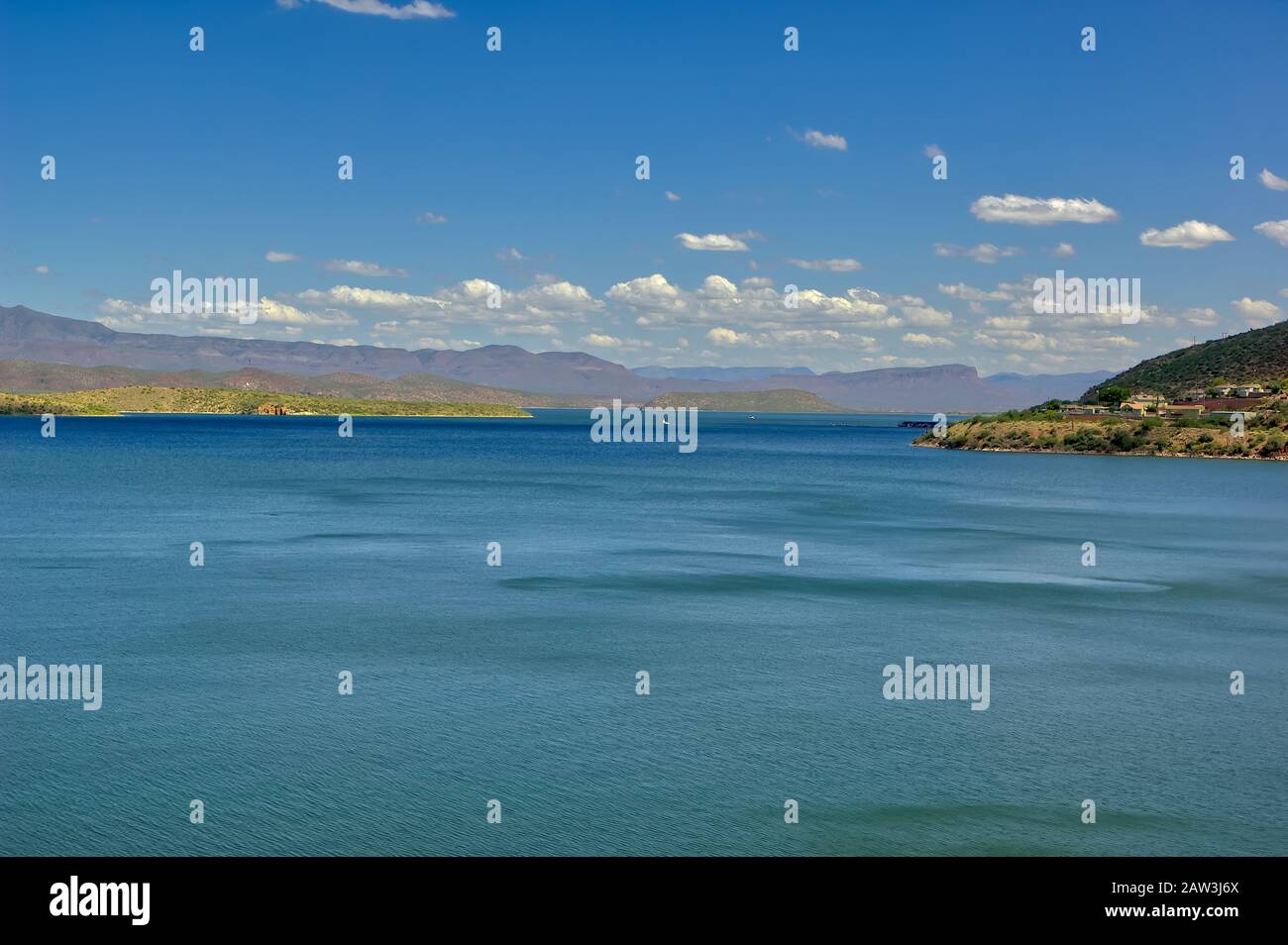 A view of Arizona's Roosevelt Lake. Stock Photo
